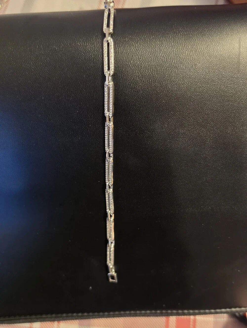 Sterling Silver Rectangular Link Bracelet - Silver